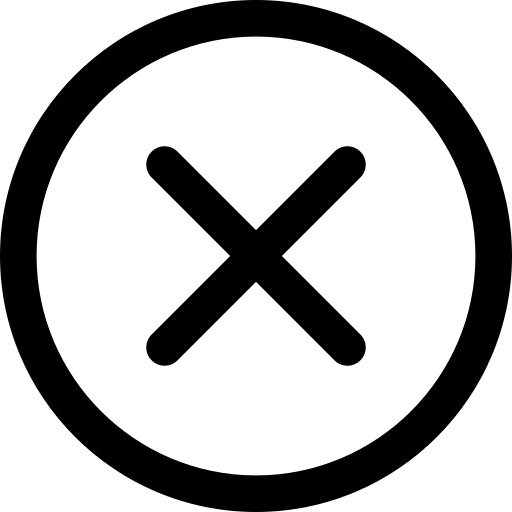 an X icon with a circle around it